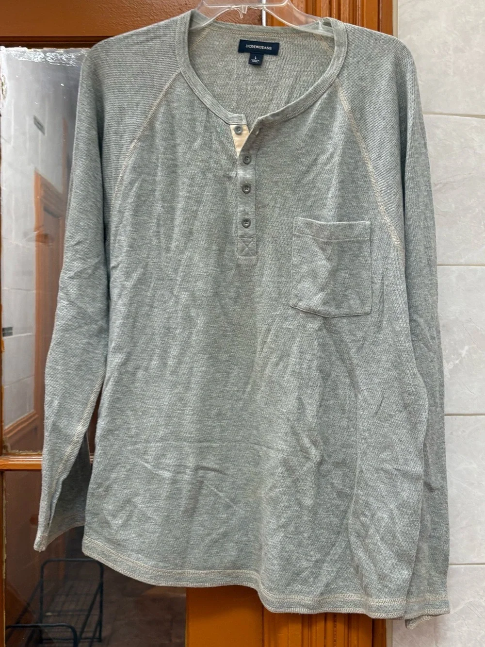 J. Crew Men's Heather Gray Long-Sleeve Henley
